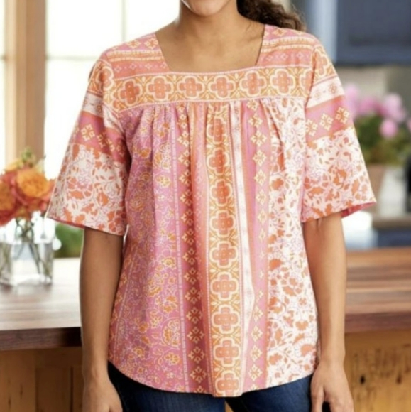 Tops - The Vermont Country Store Colorful Bohemian Blouse Women's Large